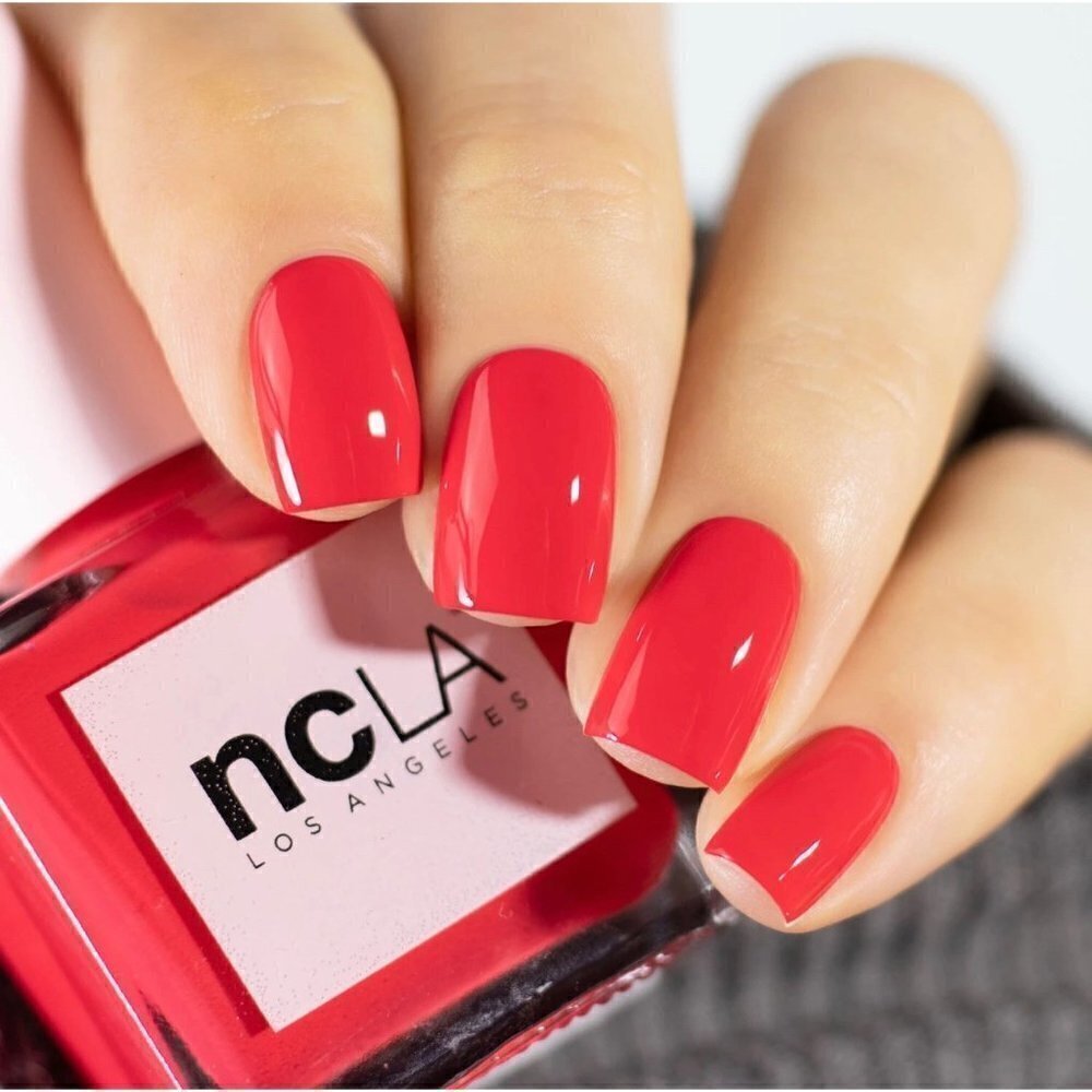 NCLA Beauty Los Angeles New Call My Agent Bright Red Pink Cream Nail Polish